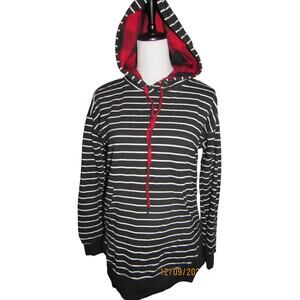 Black and white striped hoodie - size small